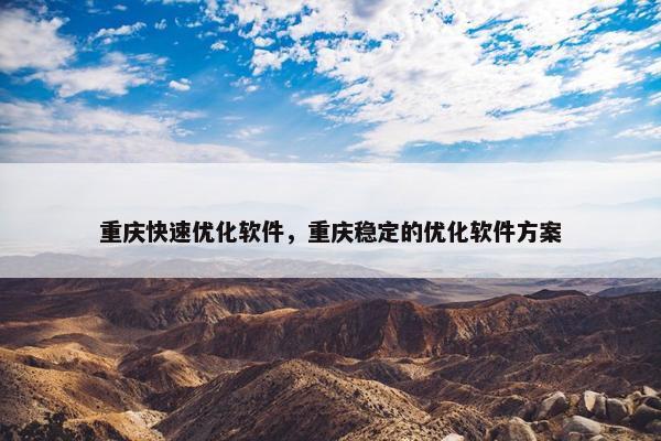 重庆快速优化软件，重庆稳定的优化软件方案