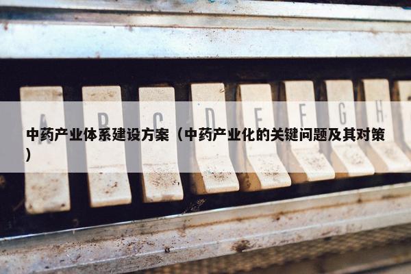 中药产业体系建设方案（中药产业化的关键问题及其对策）
