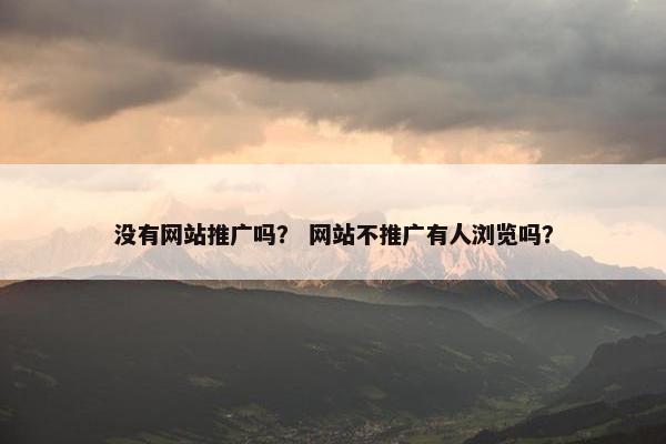 没有网站推广吗？ 网站不推广有人浏览吗？