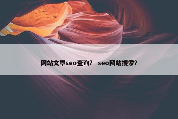 网站文章seo查询？ seo网站搜索？