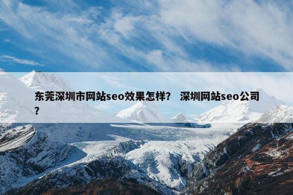 东莞深圳市网站seo效果怎样？ 深圳网站seo公司？