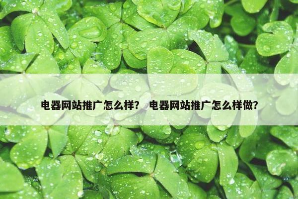 电器网站推广怎么样？ 电器网站推广怎么样做？
