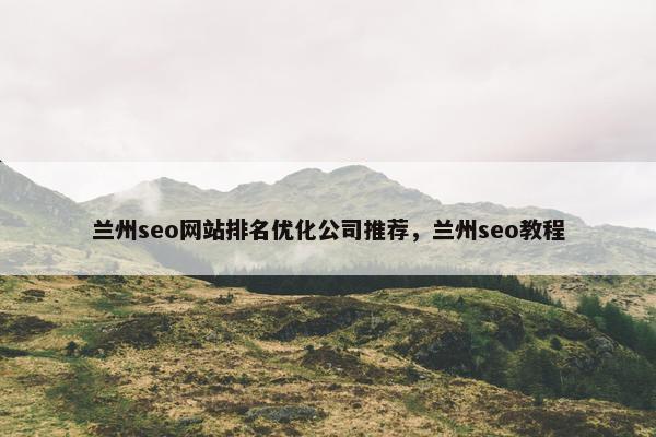 兰州seo网站排名优化公司推荐，兰州seo教程