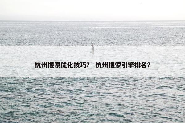 杭州搜索优化技巧？ 杭州搜索引擎排名？