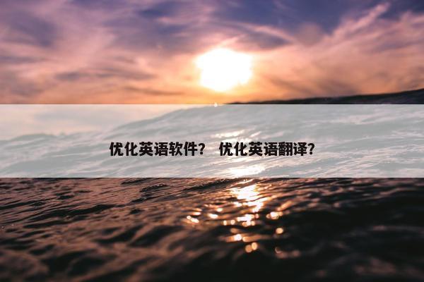 优化英语软件？ 优化英语翻译？