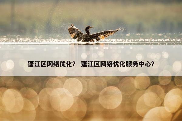 蓬江区网络优化？ 蓬江区网络优化服务中心？