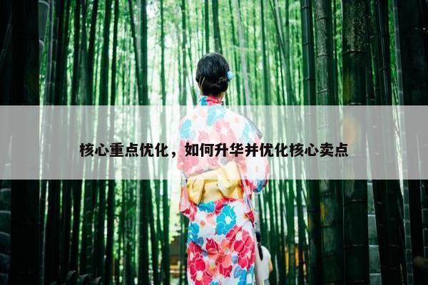 核心重点优化，如何升华并优化核心卖点