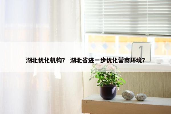 湖北优化机构？ 湖北省进一步优化营商环境？