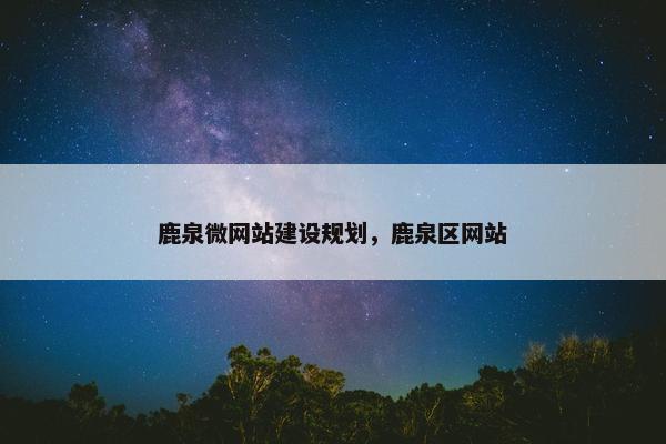 鹿泉微网站建设规划，鹿泉区网站