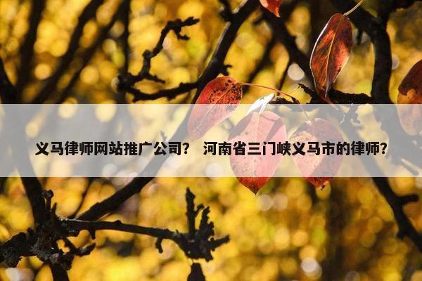 义马律师网站推广公司？ 河南省三门峡义马市的律师？