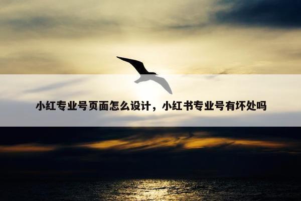 小红专业号页面怎么设计，小红书专业号有坏处吗