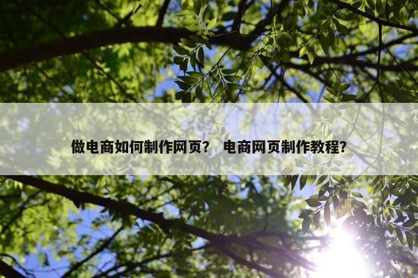做电商如何制作网页？ 电商网页制作教程？