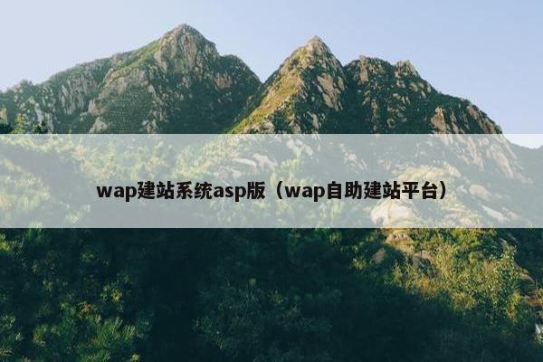wap建站系统asp版（wap自助建站平台）