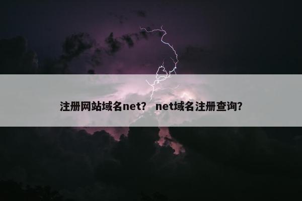 注册网站域名net？ net域名注册查询？
