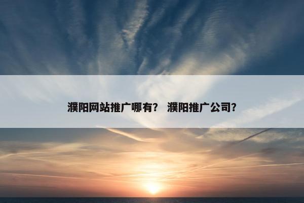 濮阳网站推广哪有？ 濮阳推广公司？