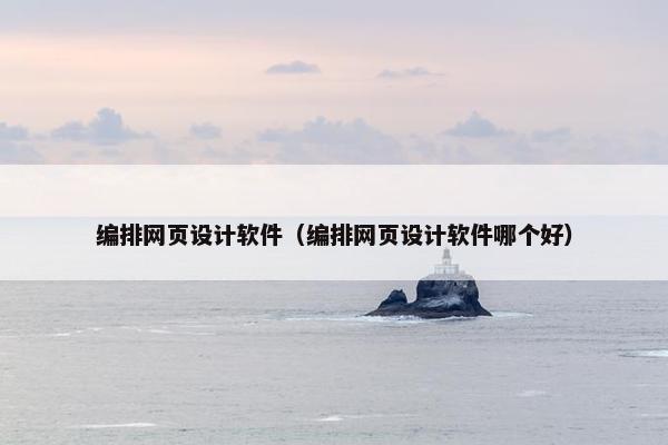 编排网页设计软件（编排网页设计软件哪个好）