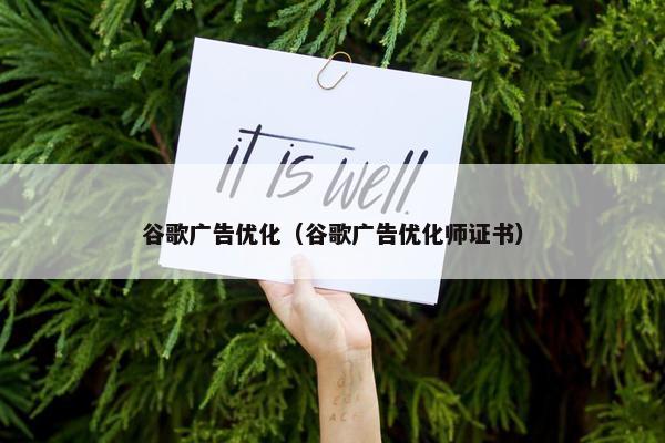 谷歌广告优化（谷歌广告优化师证书）