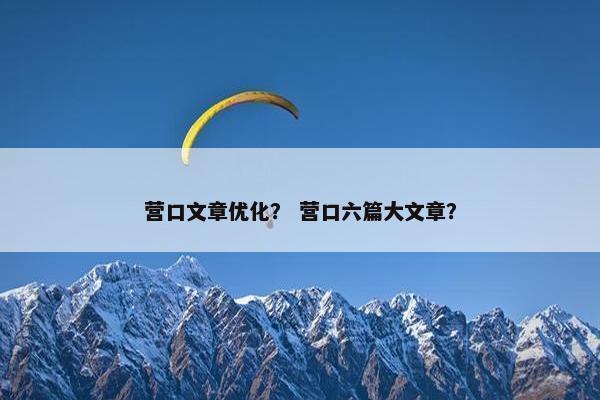 营口文章优化？ 营口六篇大文章？