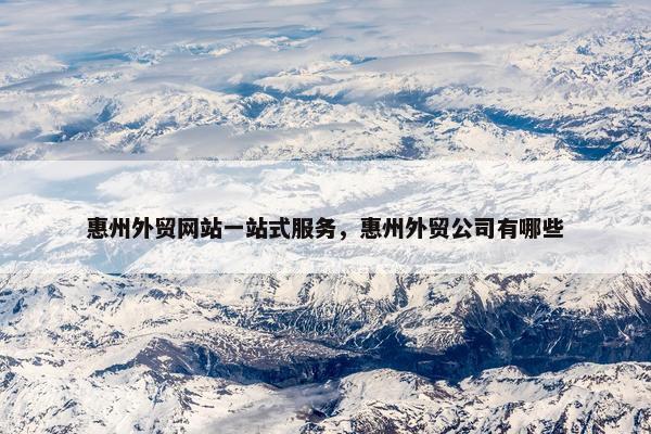 惠州外贸网站一站式服务，惠州外贸公司有哪些