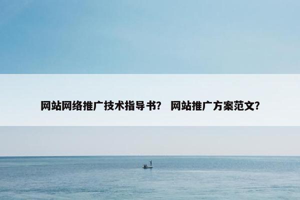 网站网络推广技术指导书？ 网站推广方案范文？