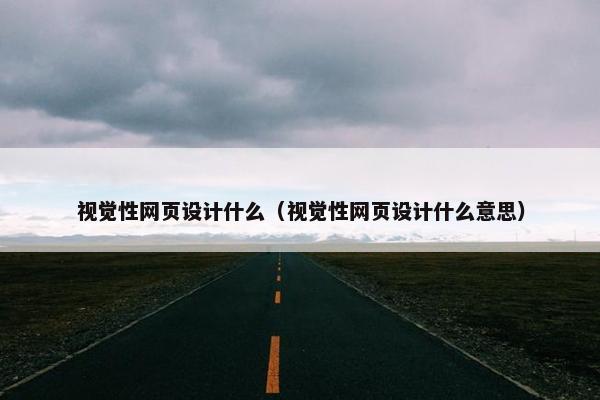 视觉性网页设计什么（视觉性网页设计什么意思）