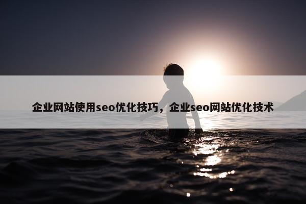 企业网站使用seo优化技巧，企业seo网站优化技术