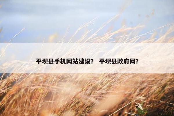平坝县手机网站建设？ 平坝县政府网？