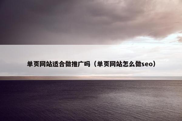 单页网站适合做推广吗（单页网站怎么做seo）
