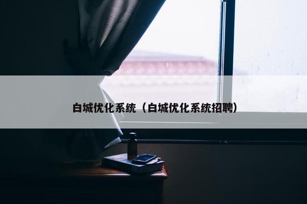 白城优化系统（白城优化系统招聘）