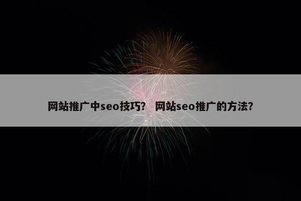 网站推广中seo技巧？ 网站seo推广的方法？