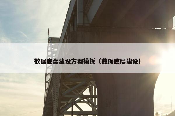 数据底盘建设方案模板（数据底层建设）
