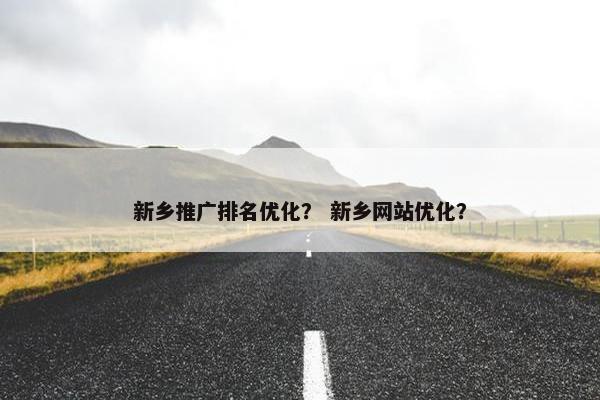 新乡推广排名优化？ 新乡网站优化？