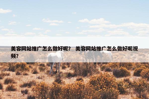 美容网站推广怎么做好呢？ 美容网站推广怎么做好呢视频？