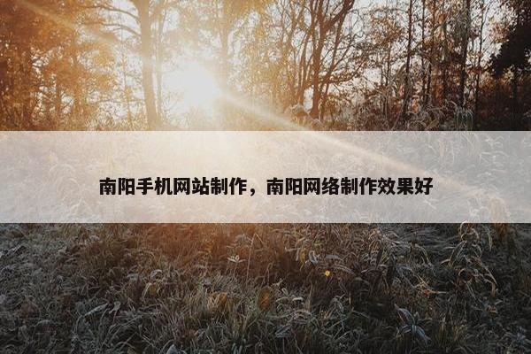 南阳手机网站制作，南阳网络制作效果好