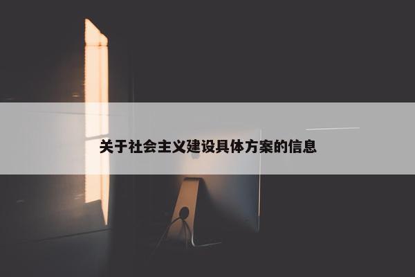 关于社会主义建设具体方案的信息