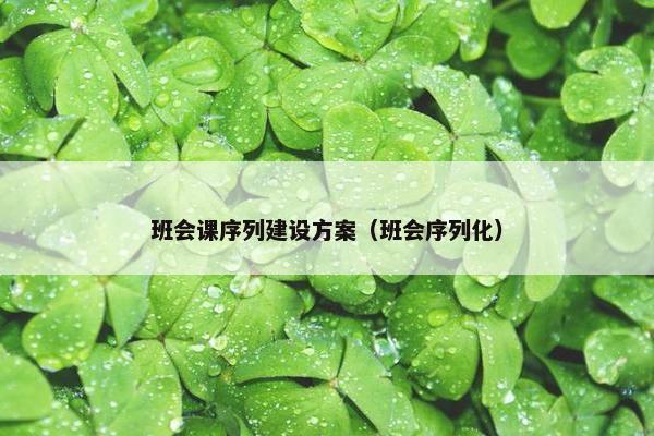班会课序列建设方案（班会序列化）