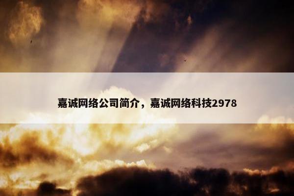 嘉诚网络公司简介，嘉诚网络科技2978