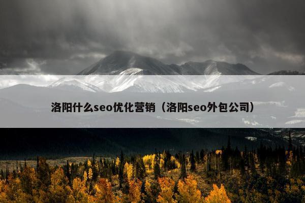 洛阳什么seo优化营销（洛阳seo外包公司）