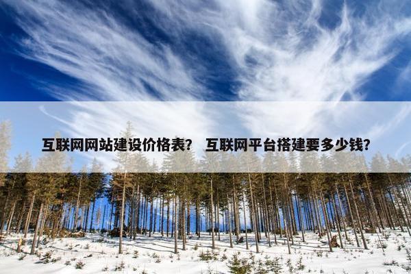 互联网网站建设价格表？ 互联网平台搭建要多少钱？