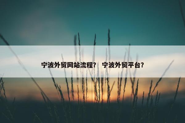 宁波外贸网站流程？ 宁波外贸平台？