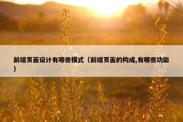 前端页面设计有哪些模式（前端页面的构成,有哪些功能）
