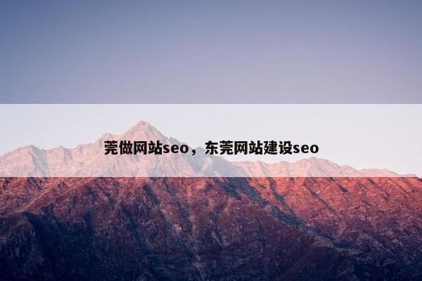 莞做网站seo，东莞网站建设seo