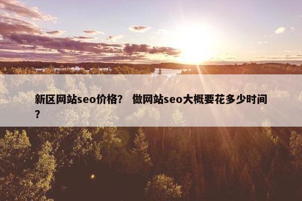 新区网站seo价格？ 做网站seo大概要花多少时间？
