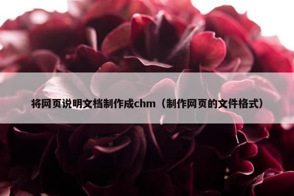 将网页说明文档制作成chm（制作网页的文件格式）