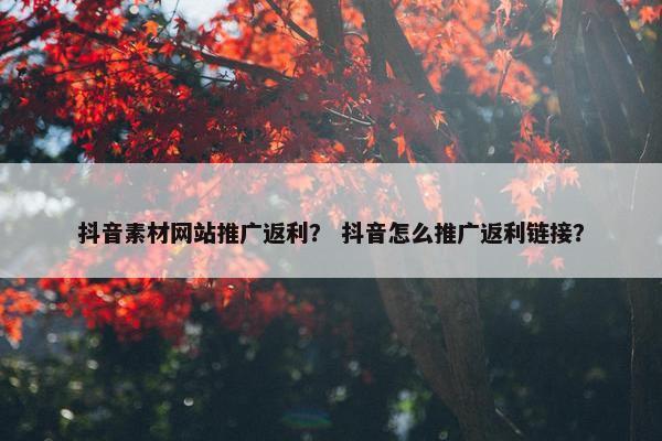 抖音素材网站推广返利？ 抖音怎么推广返利链接？