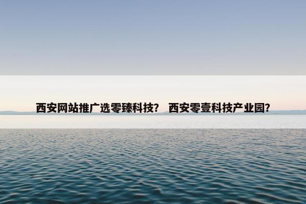 西安网站推广选零臻科技？ 西安零壹科技产业园？