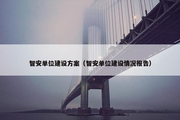智安单位建设方案（智安单位建设情况报告）