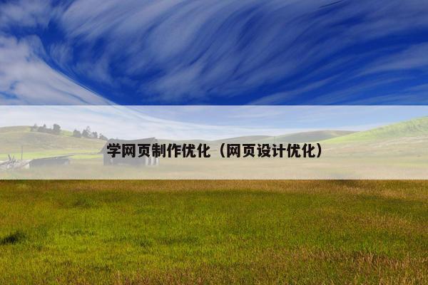 学网页制作优化（网页设计优化）