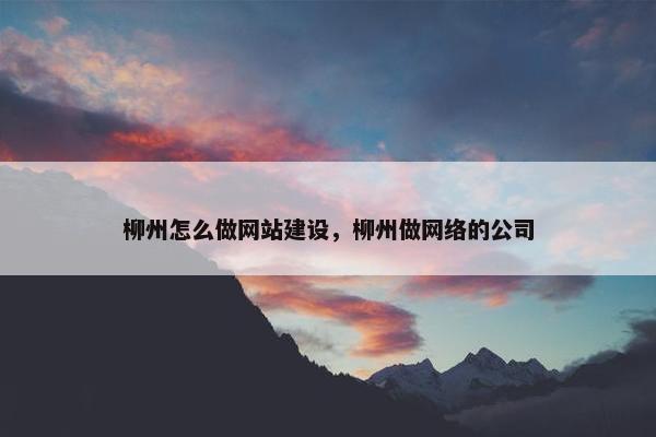柳州怎么做网站建设，柳州做网络的公司