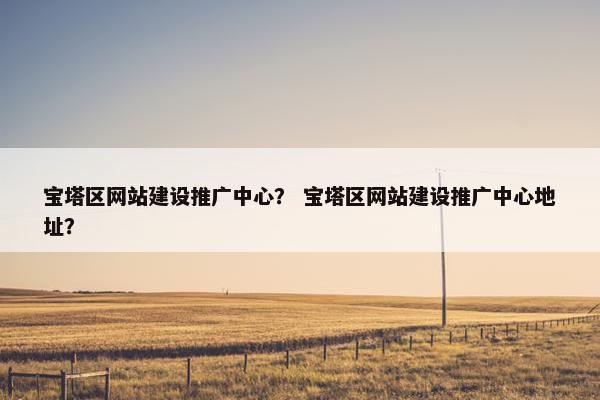 宝塔区网站建设推广中心？ 宝塔区网站建设推广中心地址？